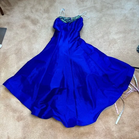 NWT Rachel Allan Beaded Two Piece Mermaid Prom Dress Sz 0 Royal Blue 7079 - Picture 13 of 13